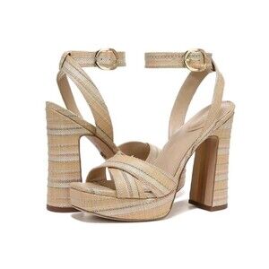 Sam Edelman Women's Kayna Platform Heel Sandal Natural Raffia Size 9.5